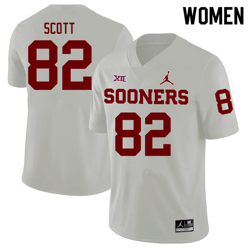 Women #82 Adrian Scott Oklahoma Sooners College Football Jerseys Sale-White - Click Image to Close